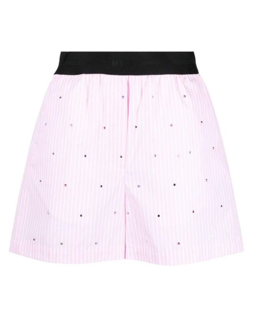 MSGM Shorts Verfraaid Met Stras in het Pink
