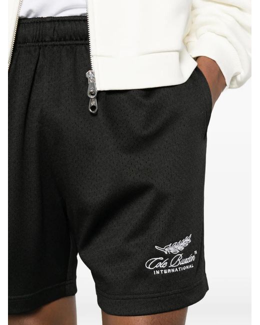 Cole Buxton Black Logo-Embroidered Shorts for men