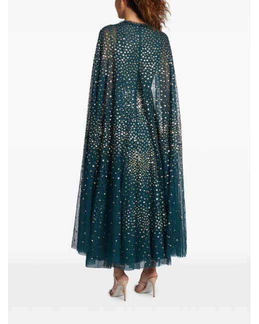 Needle & Thread Blue Sequined Cape Dress