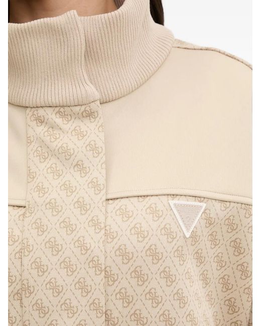Guess Natural Monogram-Print Panelled Jacket
