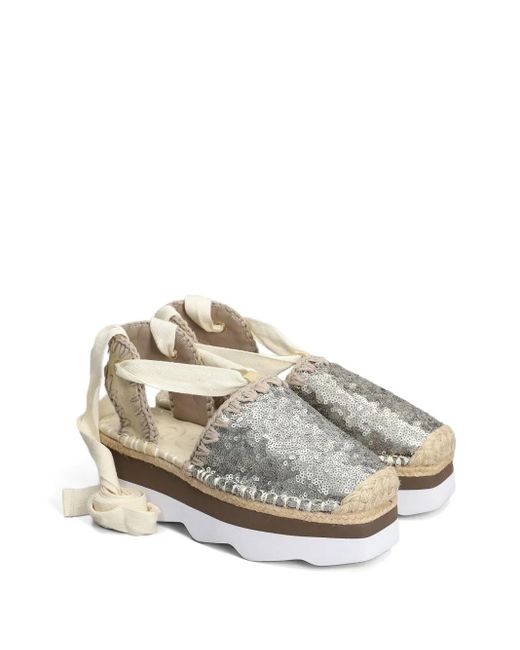 Mou White Sequinned Espadrilles