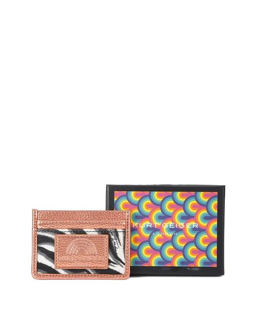 Kurt Geiger Pink Southbank Zebra-Print Metallic Card Holder