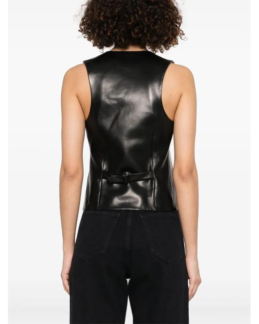 Saint Laurent Black Weste Aus Leder