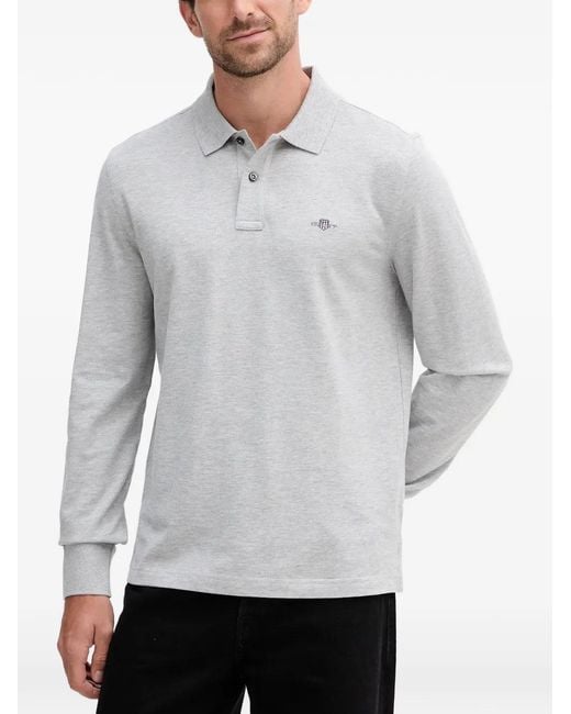 Gant Gray Polo À Manches Longues for men