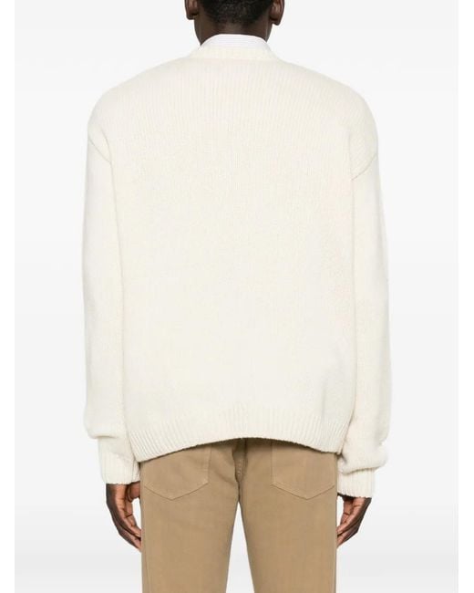 A.P.C. White Logo-Intarsia Ribbed-Knit Sweater for men