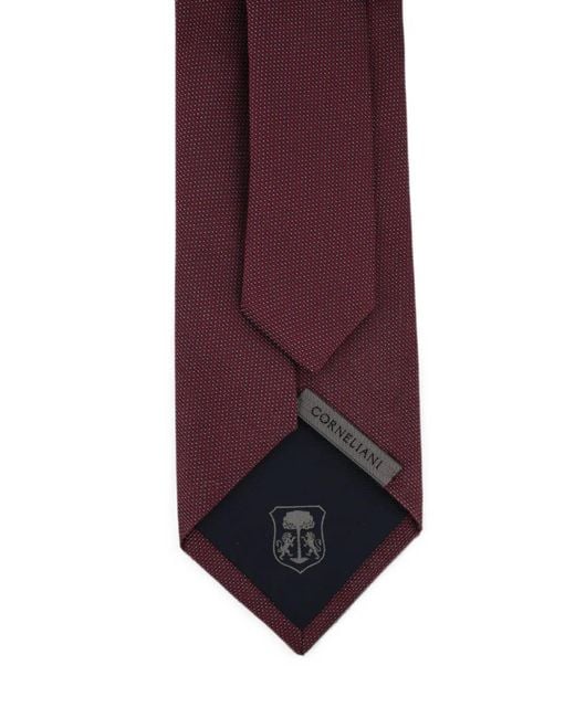 Corneliani Purple Micro-Patterned Silk Tie for men