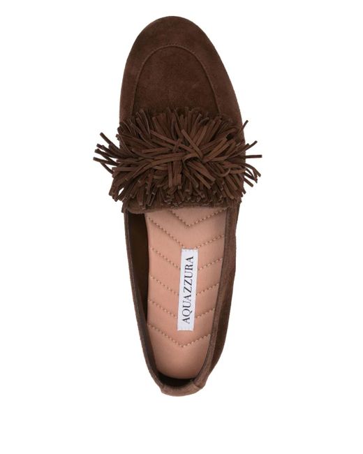 Aquazzura Brown Suede Loafers