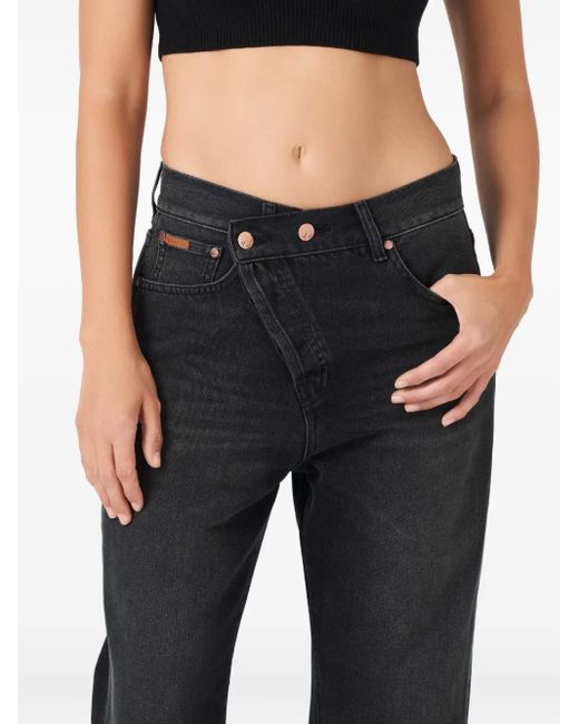 No44 Black Crossover-Button Jeans