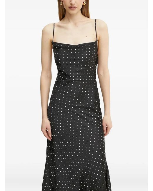 Bardot Black Cowl-Neck Polka-Dot Maxi Dress