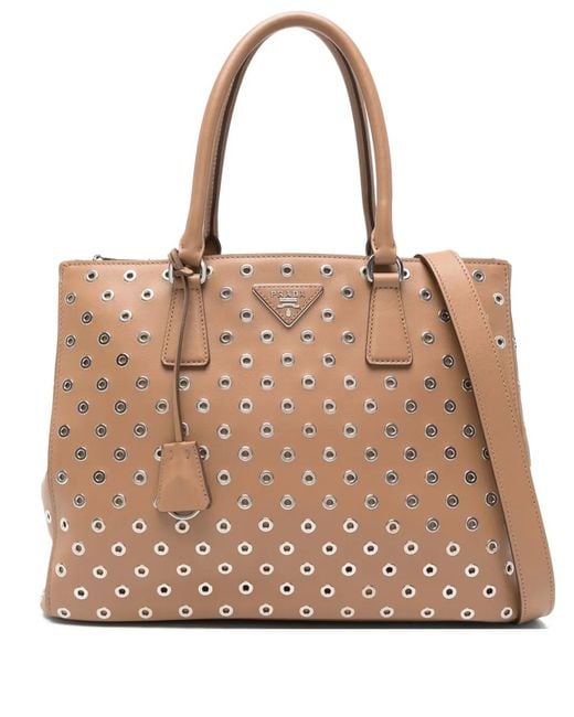 Prada Brown Galleria Eyelet-Embellishment Tote Bag