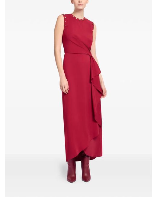 Elie Saab Red Stud-Embellished Midi Dress