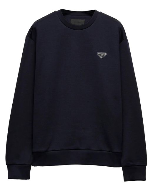 Prada Blue Triangle-Logo Sweatshirt for men