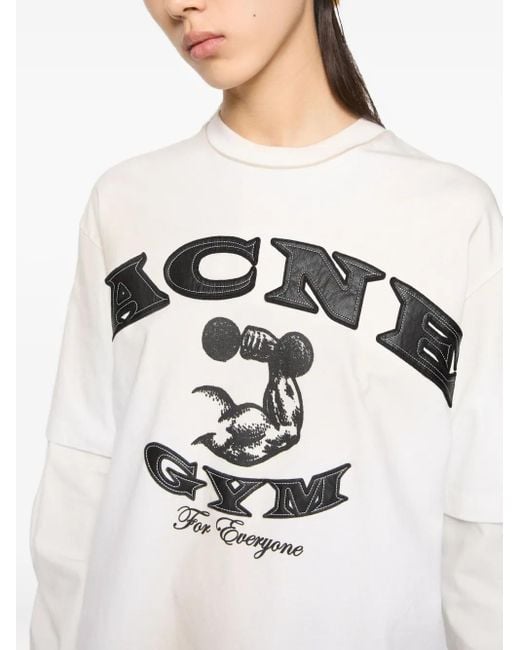 Acne レイヤード ロングtシャツ White