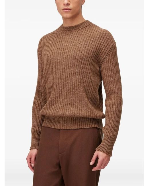 RETORI Brown Ribbed-Knit Crew-Neck Cashmere Jumper