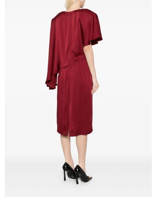 Stella McCartney Red Asymmetric Maxi Dress With Crew Neck