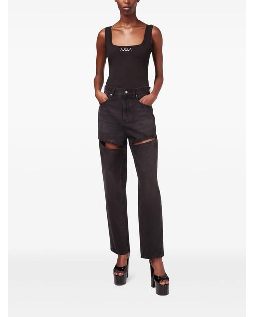 Area Black Slit Jeans