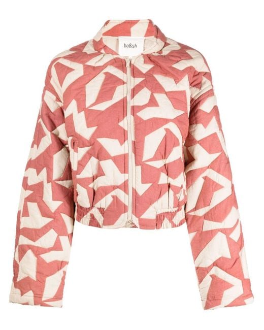 Ba&sh Red Pacino Graphic-print Quilted Jacket