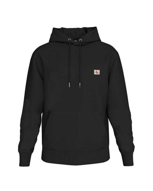 Calvin Klein Black Logo-Patch Hoodie for men