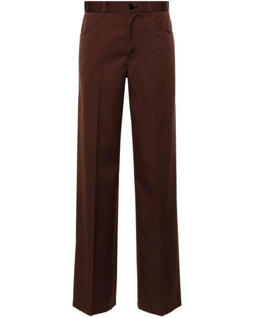 Pantalon en laine vierge à coupe droite Jil Sander en coloris Brown