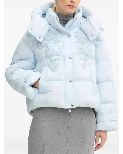 ERMANNO FIRENZE Blue Embroidered Puffer Jacket