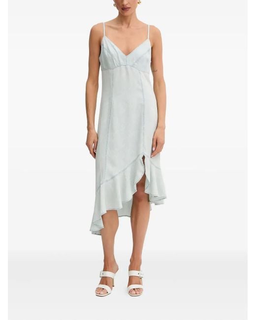 Robe Mi-Longue Asymétrique À Volants Guess en coloris White