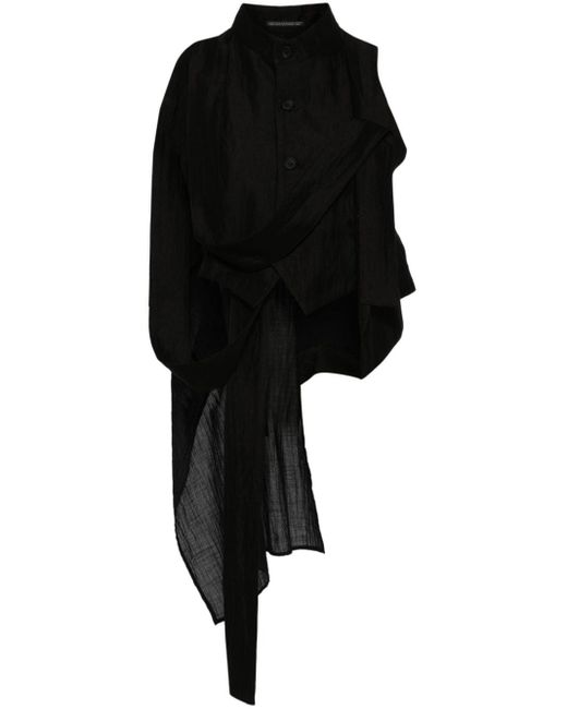 Yohji Yamamoto Asymmetric Cropped Shirt Black