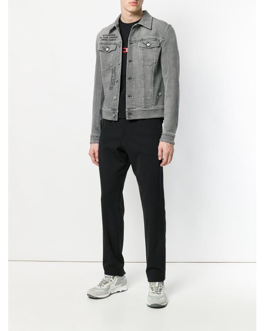 Dior Homme Printed Denim Jacket in Grey 