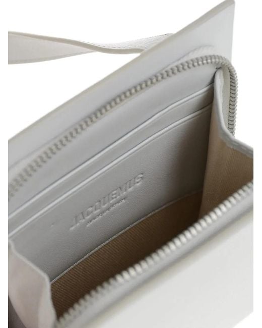 Jacquemus Gray Leather Wallet With Shoulder Strap