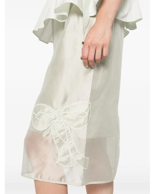 CECILIE BAHNSEN White Bria Organza Midi Skirt