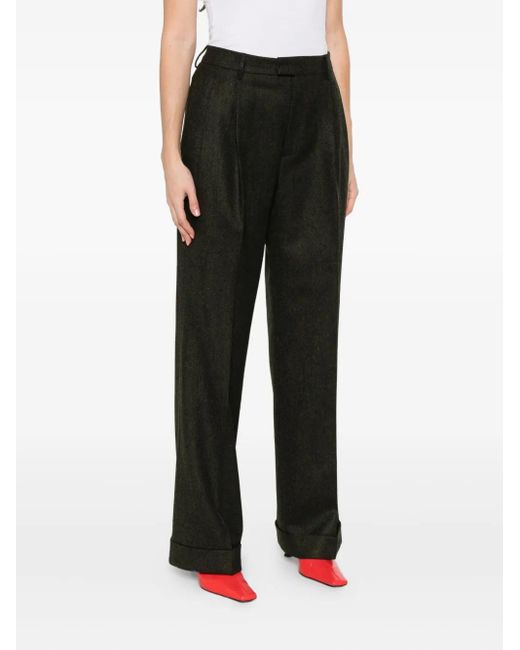Berwich Black Pleated-Details Trousers