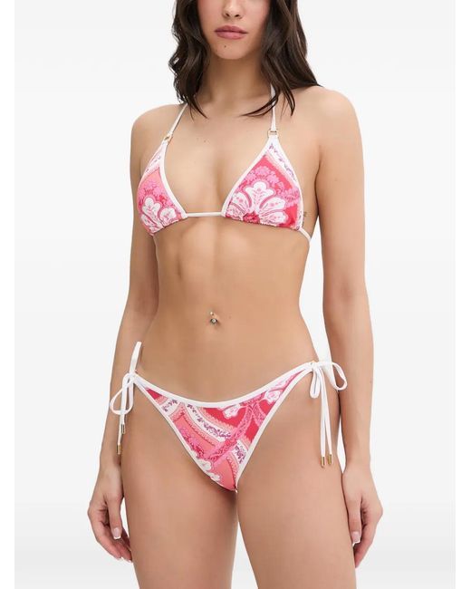 Melissa Odabash Pink Malta Paisley-Print Side-Tie Bikini Bottoms