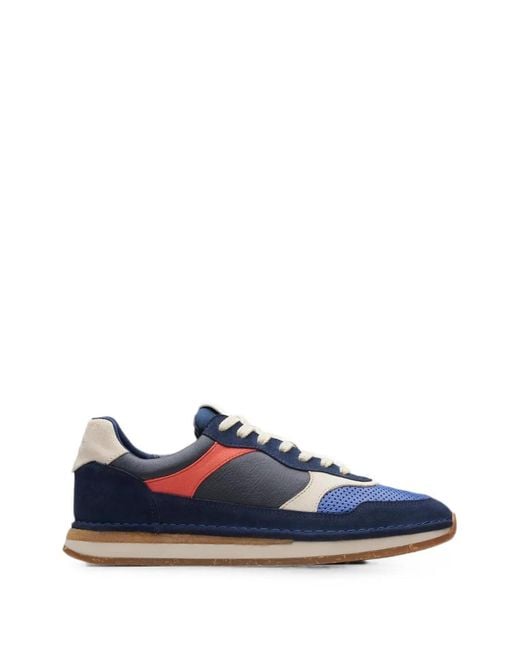Clarks Blue Craftrun Tor Panelled Sneakers for men