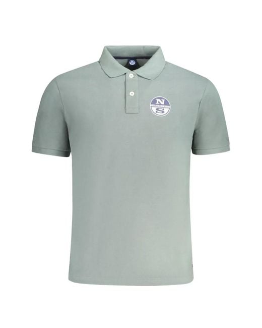 North Sails Blue Logo-Patch Cotton Polo Shirt for men
