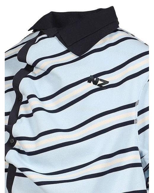 Natasha Zinko Blue Striped Asymmetric Polo Shirt