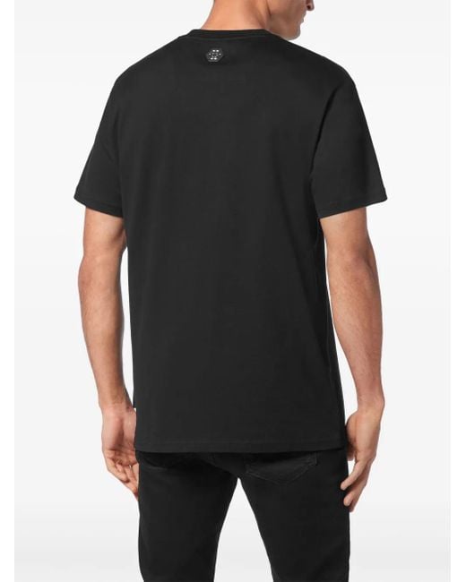 Philipp Plein Black T-Shirt Round Neck Ss Dragon for men