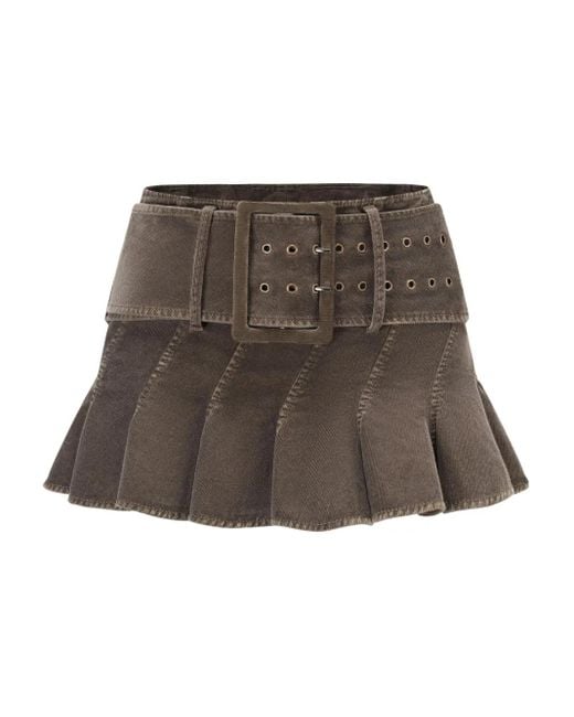 Oude Waag ベルテッド プリーツスカート Brown