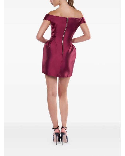 ARAFTU Purple Embellished Off-The-Shoulder Dress