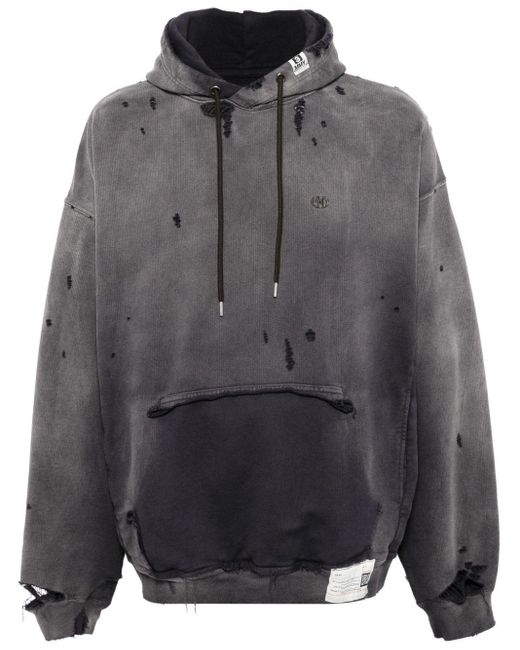 Maison Mihara Yasuhiro Gray Distressed-Effect Hoodie for men