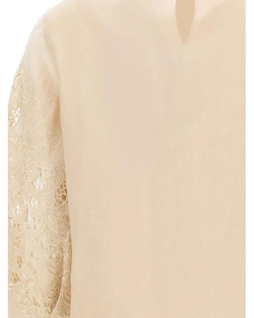 Max Mara Natural Macramé Sleeve Blouse