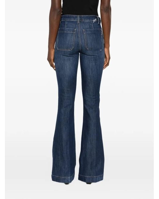 Seafarer Blue Logo-Embroidered Flared Jeans