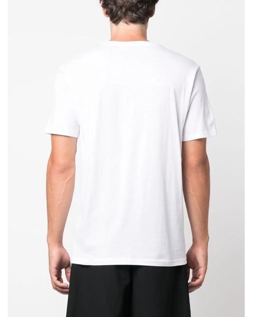 Boss White Cotton-Jersey T-Shirt With Large Logo Print for men