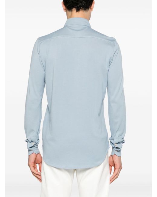 Eleventy Blue Classic-collar Cotton Shirt for men