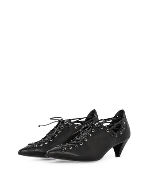 Pinko Black Lace-Up Leather Pumps