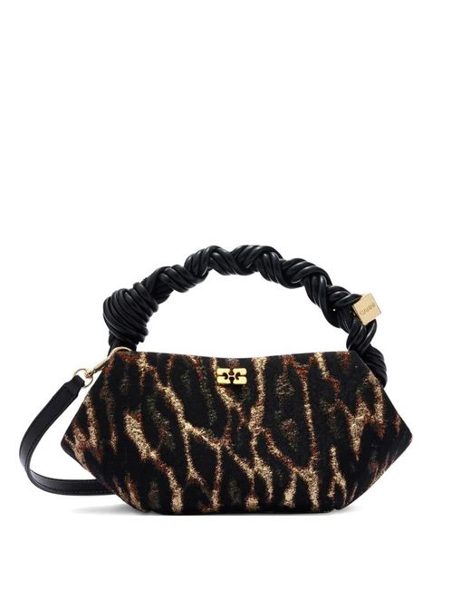 Ganni Black Animal-Print Tote Bag