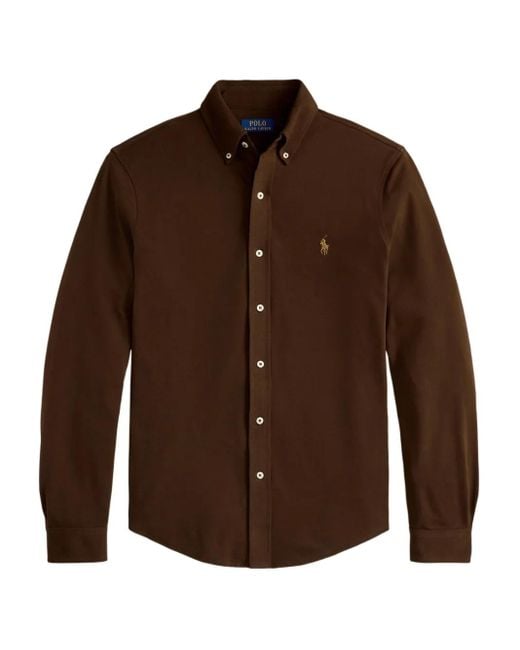 Polo Ralph Lauren Brown Logo-Detail Long-Sleeve Shirt for men