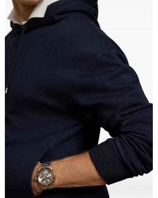 Ralph Lauren Blue Drawstring Fleece Hoodie for men