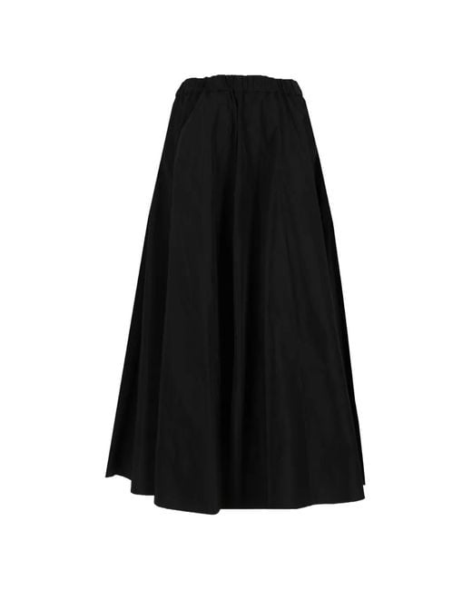 Aspesi Black Elasticated Flared Maxi Skirt