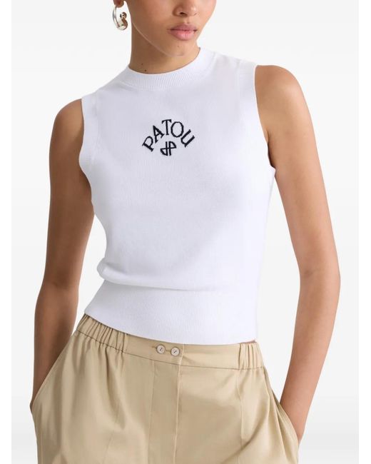 Patou White Sleeveless Knitted Top