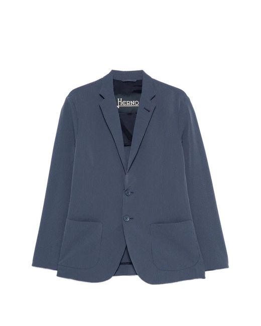 Herno Blue Blazer À Revers Crantés for men