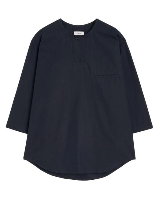 Lemaire Blue Boxy Blouse With Round Neckline